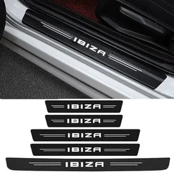 Carbon Fiber Car Door Sill Stickers Scuff Scratch for SEAT Ibiza Logo Threshold Strip Trunk Bumper Protect Film Accessories