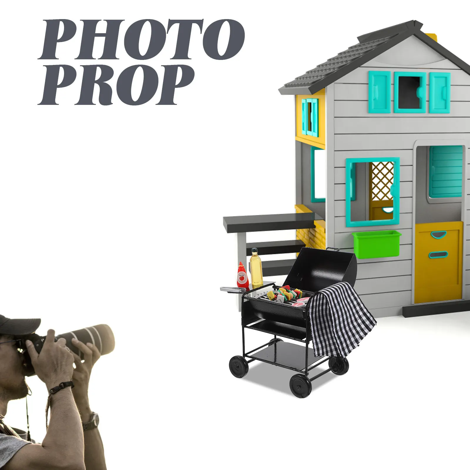 

Набор миниатюрных грилей для барбекю: компактный, легкий, для декора мини-кухни, имитация, реалистичная мини-барбекю-стойка, милый и реалистичный гриль