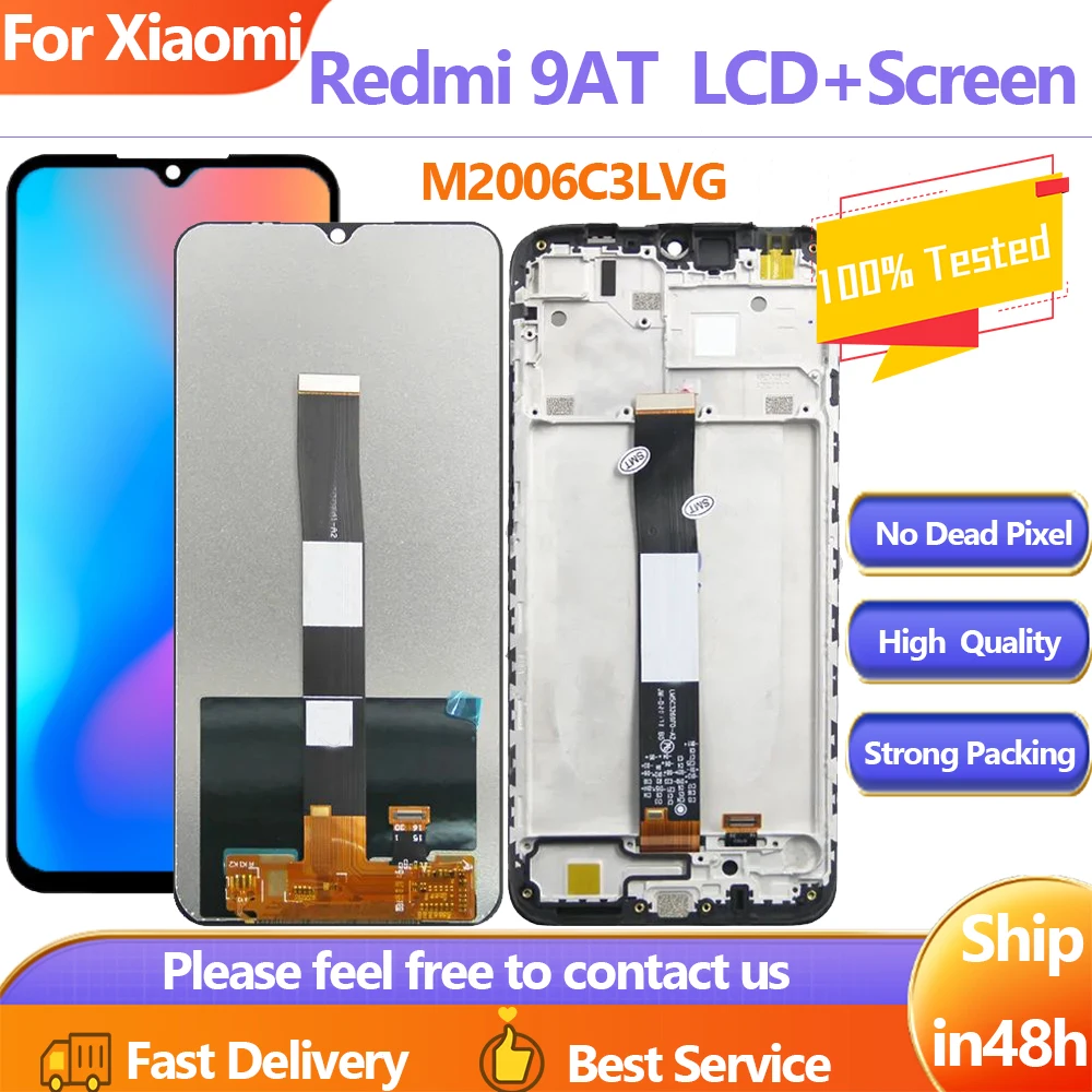 

6.53'' Display for Xiaomi Redmi 9AT M2006C3LVG Lcd Display Digital Touch Screen with frame for Redmi 9i M2006C3LII Replacement