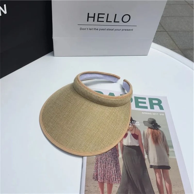 2024 Fashion Korea Styles Casual Outdoor Women Summer Wide Brim Sun Visor Hat Foldable Sport Empty Top Cap Beach