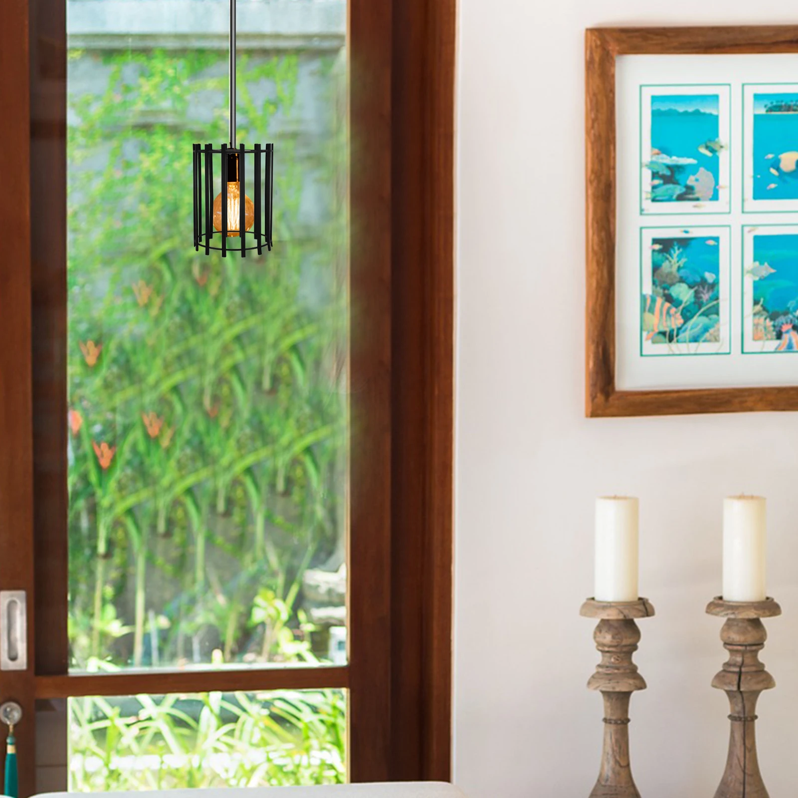 

1Pcs Stylish Geometric Pendant Light Shade Iron Metal Cage Lampshade Replacement For Dining Room Bedroom