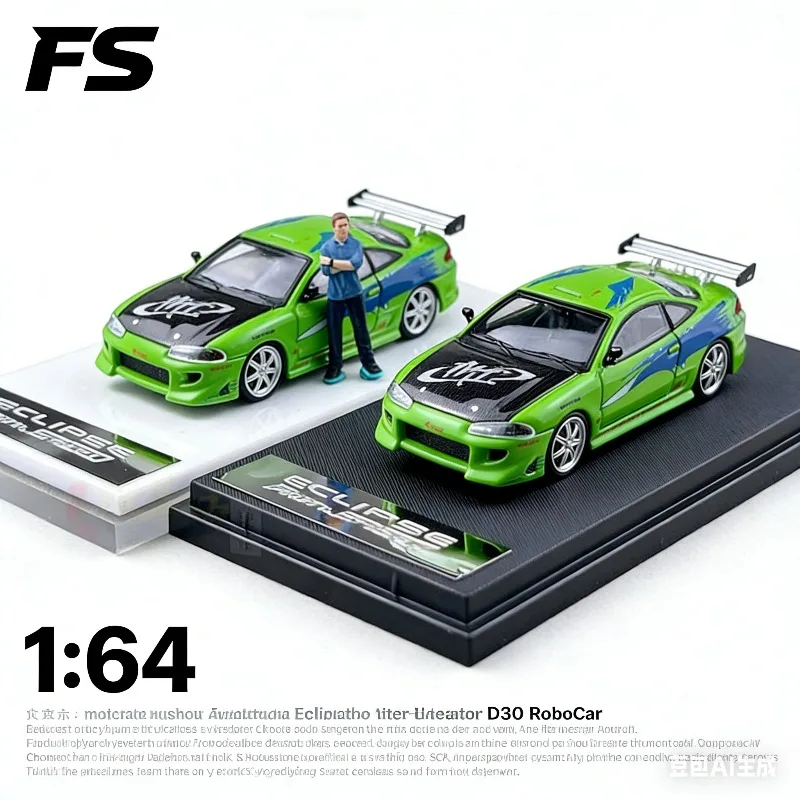 

Модель автомобиля FS 1:64 Mitsubishi Eclipse второго поколения D30 Robocar, имитационная модель из сплава, игрушка для мальчиков, коллекционный предмет для взрослых, предмет декора.