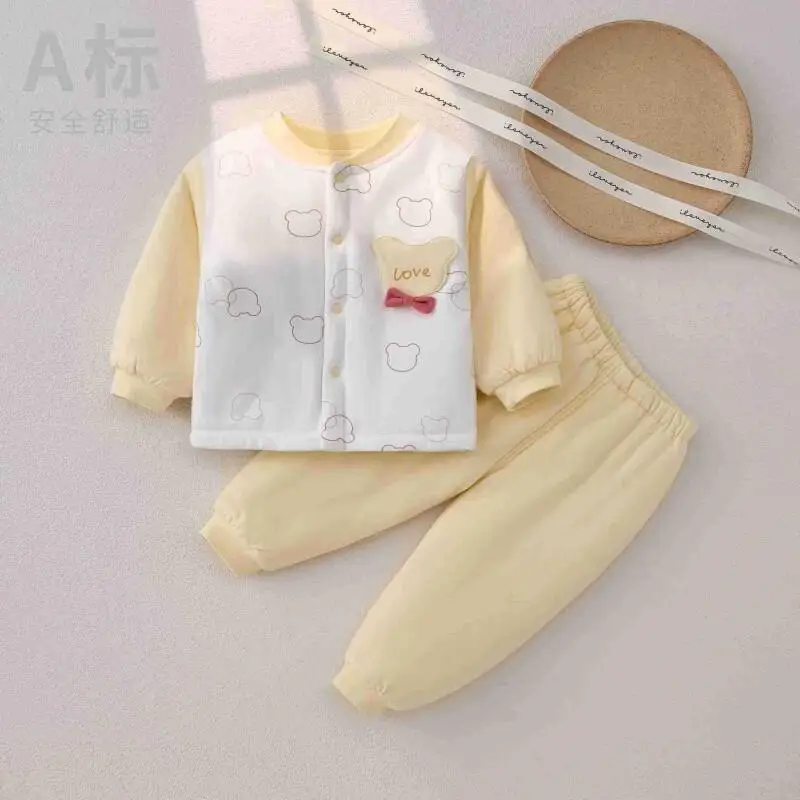 

Boys Girls Baby Clothes Pajama Set Autumn Winter Long-Sleeved Thicken Pure Cotton Warm Loungewear Thermal Underwear Kids Clothes