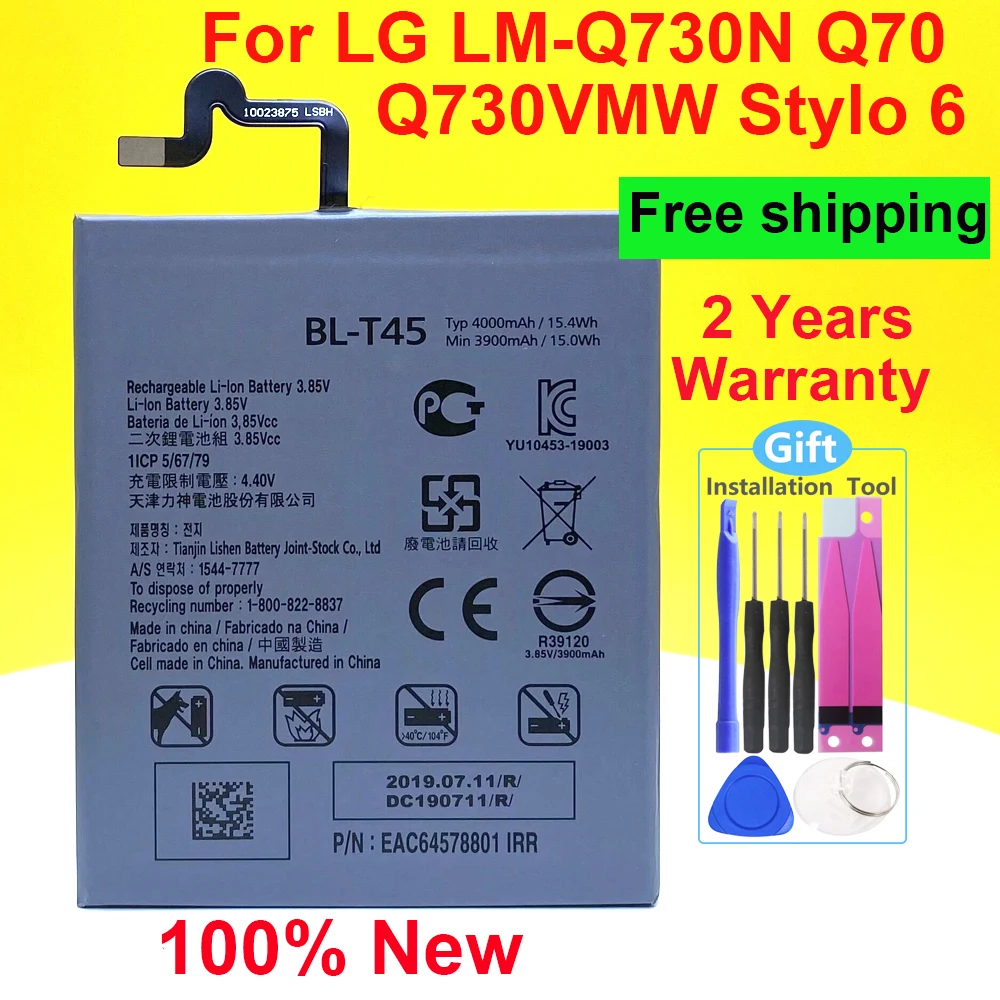 

Fast Delivery New 4000mAh BL-T45 High Quality Battery For LG LM-Q730N Q70 Q730VMW Stylo 6 Stylo6 In Stock With Tracking Number