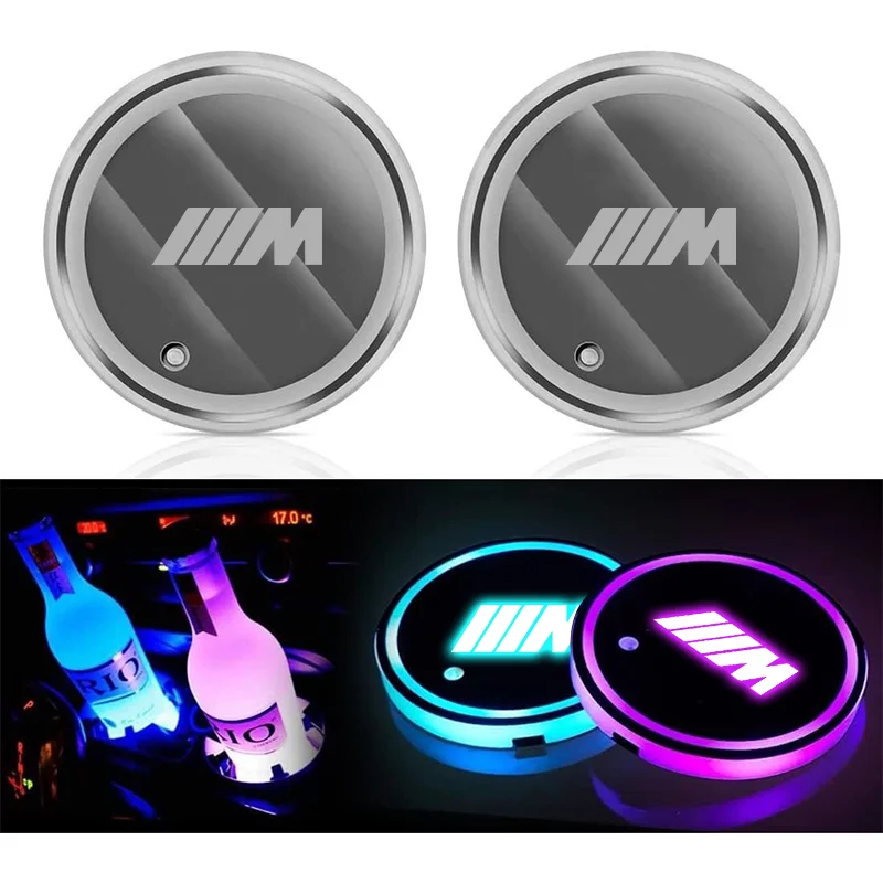 LED Luminous Car Water Cup Holder Coaster Lamps For BMW M E46 E90 E60 F30 E39 F10 F20 E87 E36 F20 E92 1 2 3 5 Series X1 X3 X5 X7