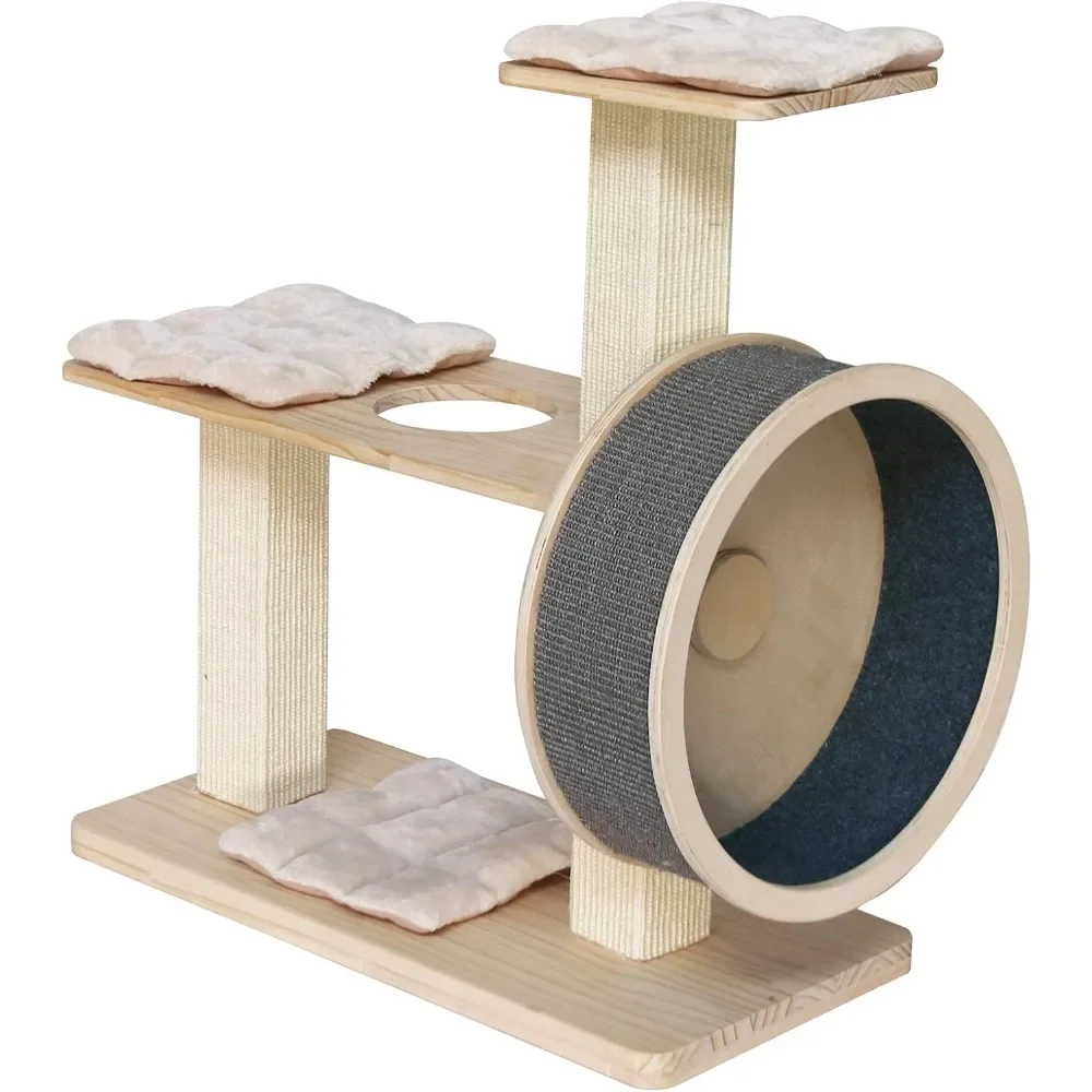 

Spin Kitty Cat Tree with Built-in Wheel – for All Things Running, Spinning, Scratching, Climbing, and Napping – 2 Tiers