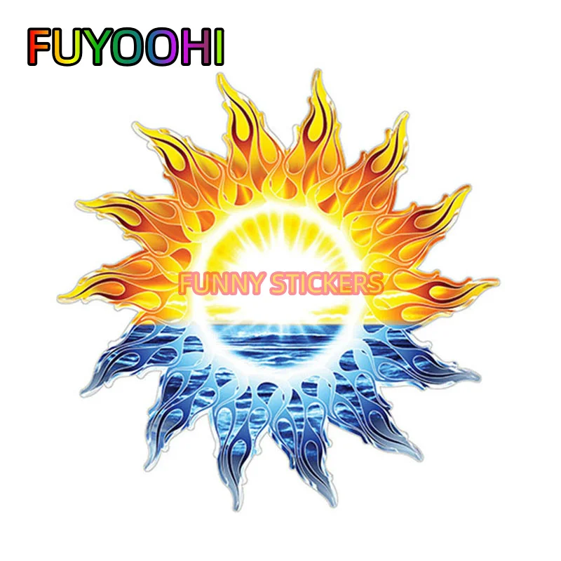 FUYOOHI Creative Car Sticker RV Trailer Motorhome Camper Beautiful Decal Tribal Sun Ocean Stickers Waterproof Decorative