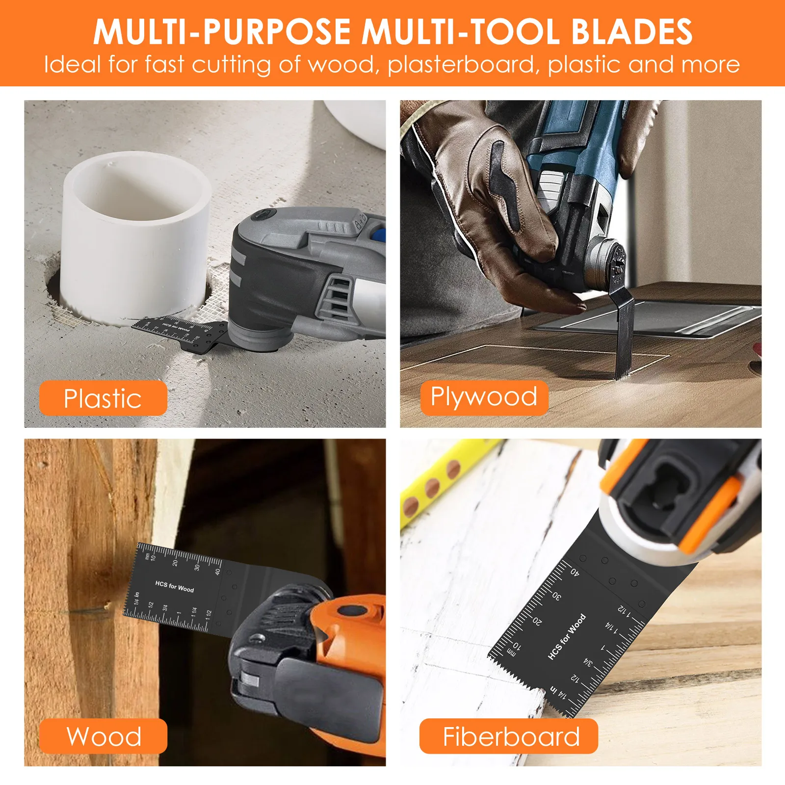 15PCS Quick Release Multi Tool Blades Oscillating Saw Blade for Cutting Wood Metal Plastic 10mm 20mm 34mm Tooth Width