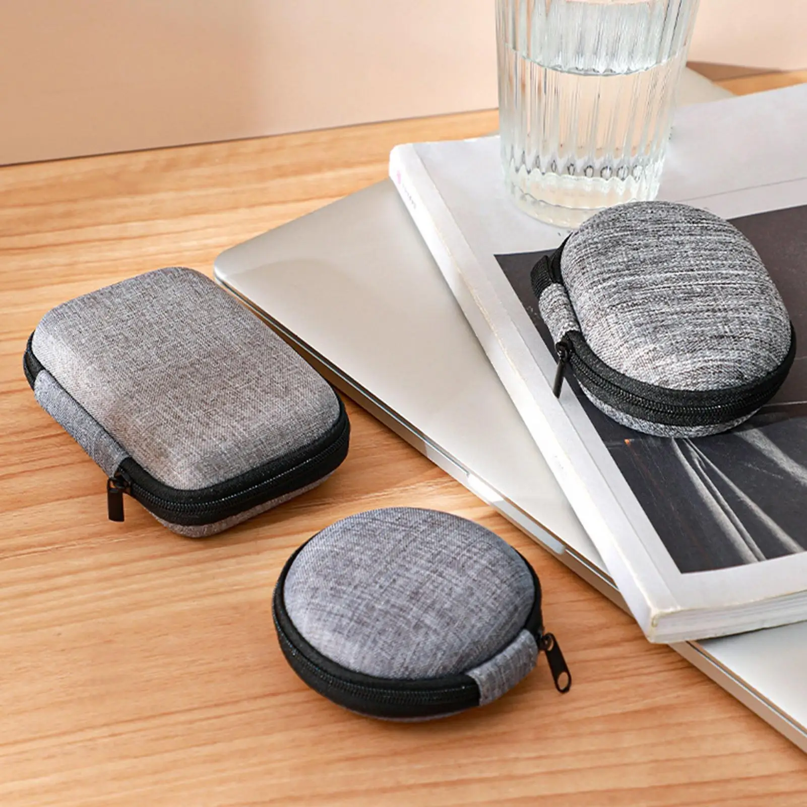 Portable Mini Hard Shell Digital Gadgets Storage Boxes Bag Artificial Leather Earphone Charger Case Data Cable