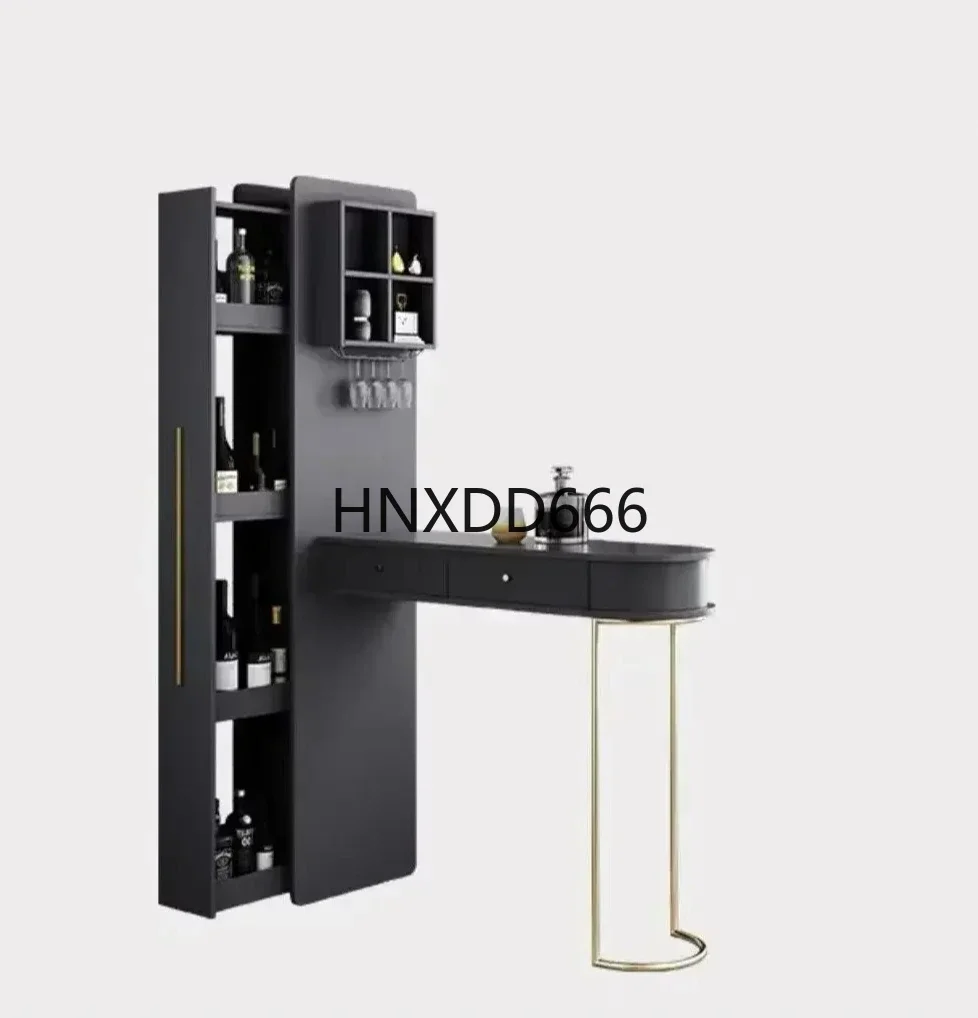 Nordic Light Luxury Retractable Wall Modern Minimalist Family Living Room Partition Bar Cabinet Integrated Home