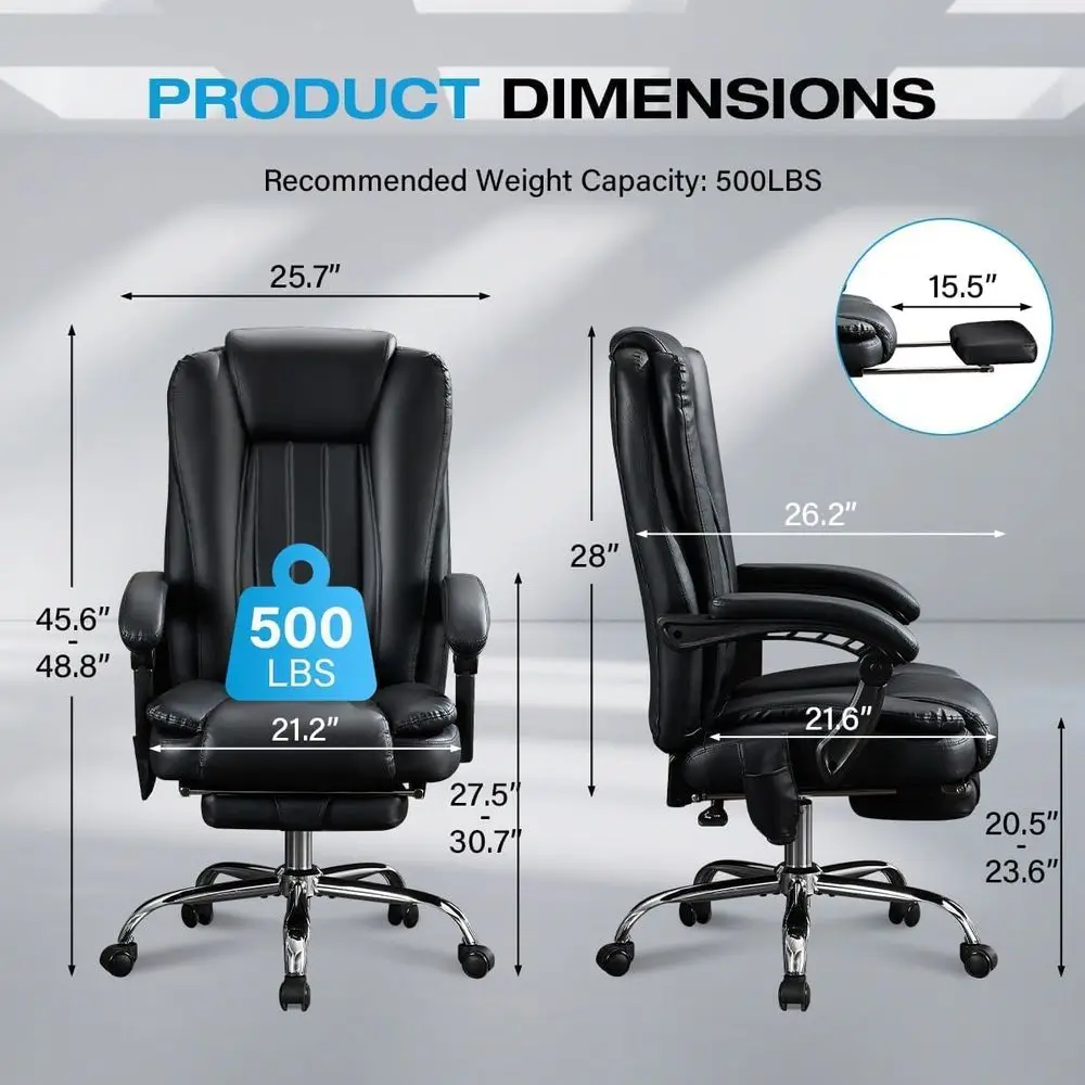 Luxury Ergonomic Massage Office Chair with Heated Seat, Adjustable Footrest, and Reclining High Back for Comfort view 2