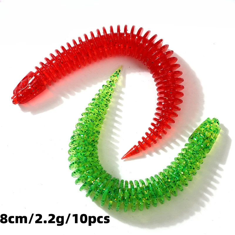 10pcs Floating Pintail Worm Swing Tail Straight Tail Soft Bait Inverted Fishing Nerdegan Jig Bass