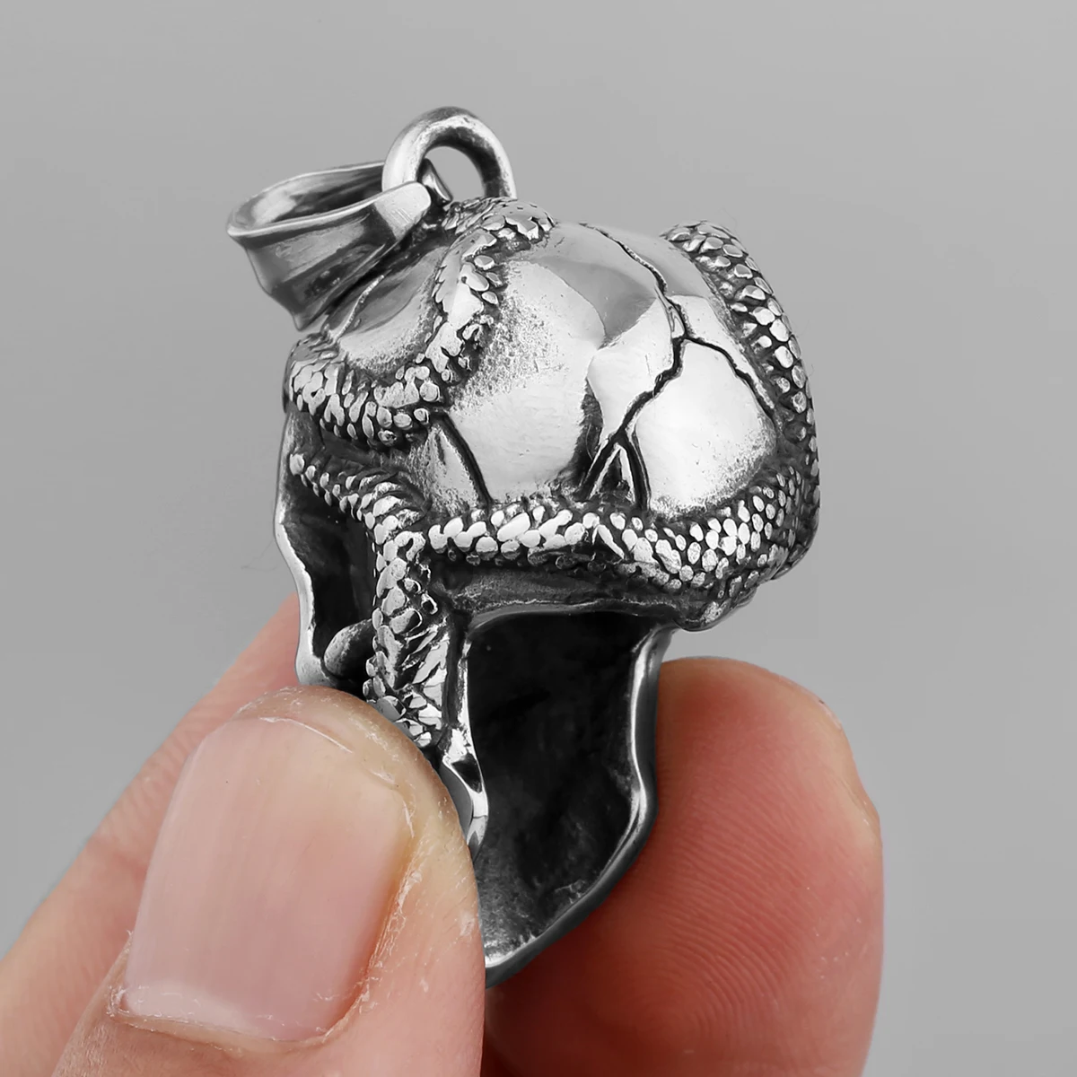 Gothic Stainless Steel Snake Winding Skull Pendant Necklace Men's Black Gun Plated Personality Necklace Jewelry Party Club Gift view 2