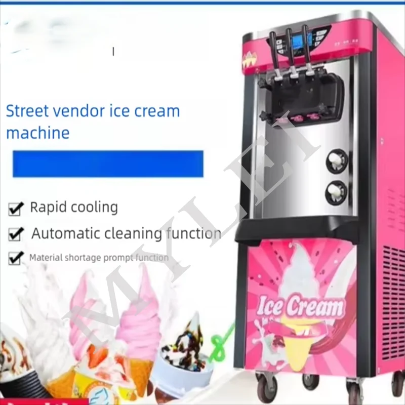 Commercial Ice Cream Machine, Soft Serve Ice Cream Machine , Pre-Cooling & Auto Clean, Touch LCD for Snack Restaurants Bars