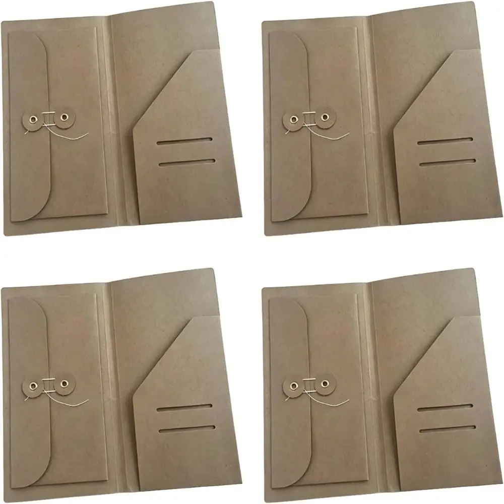 4 Pcs Portable Simple Kraft Paper Pockets Vintage Practical Bill Bag Brown Document Storage Pouch Card Storage