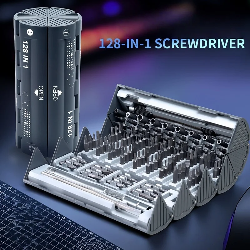 

128 in one set of book roll cylinder S2 hexagonal shaped portable household maintenance screwdriver tool set