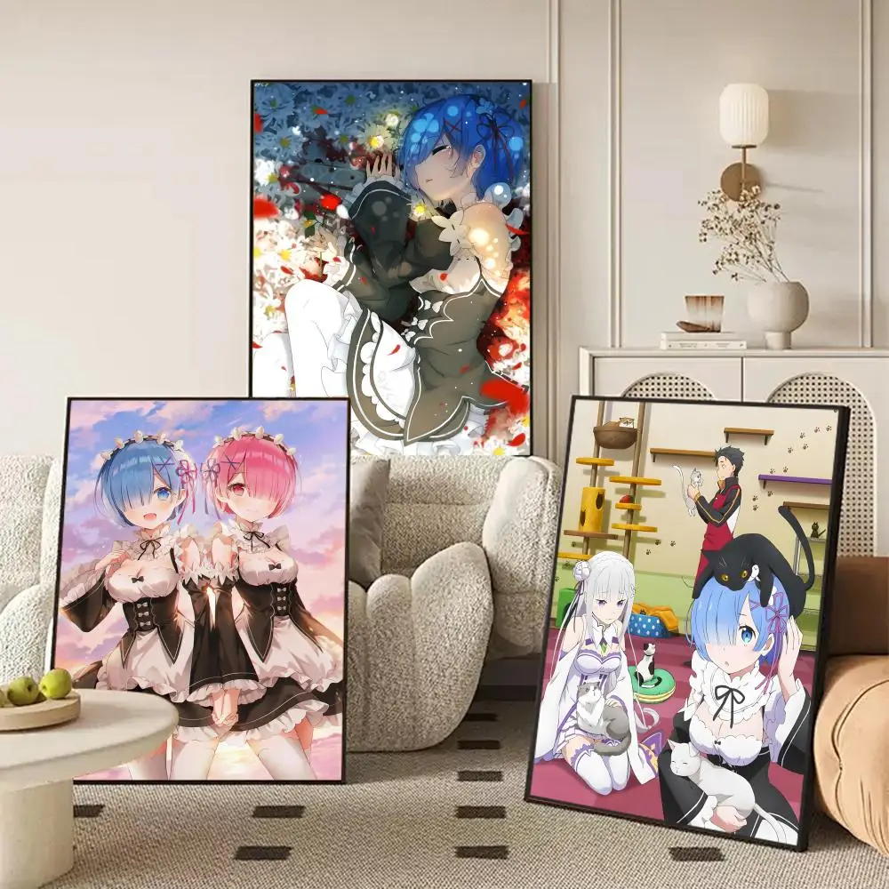 Re Zero Rem Anime Waterproof HD Wall Sticker Self-Adhesive Art Poster Fade Resistant Home Room Decor view 3