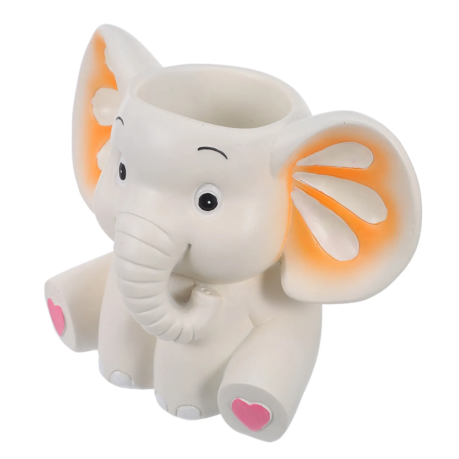 Elephant Pen Pencil Holder Resin Cartoon Desk Organizer Box Cute Animal Shape Stationery Storage Container for Office School