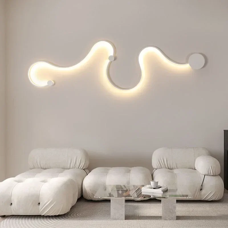 Simple Linear Wall Lamp LED Snake Shaped Decorative Light Three Color Dimming Indoor Lighting Bedside Lantren for Living Room