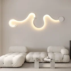 Simple Linear Wall Lamp LED Snake Shaped Decorative Light Three Color Dimming Indoor Lighting Bedside Lantren for Living Room