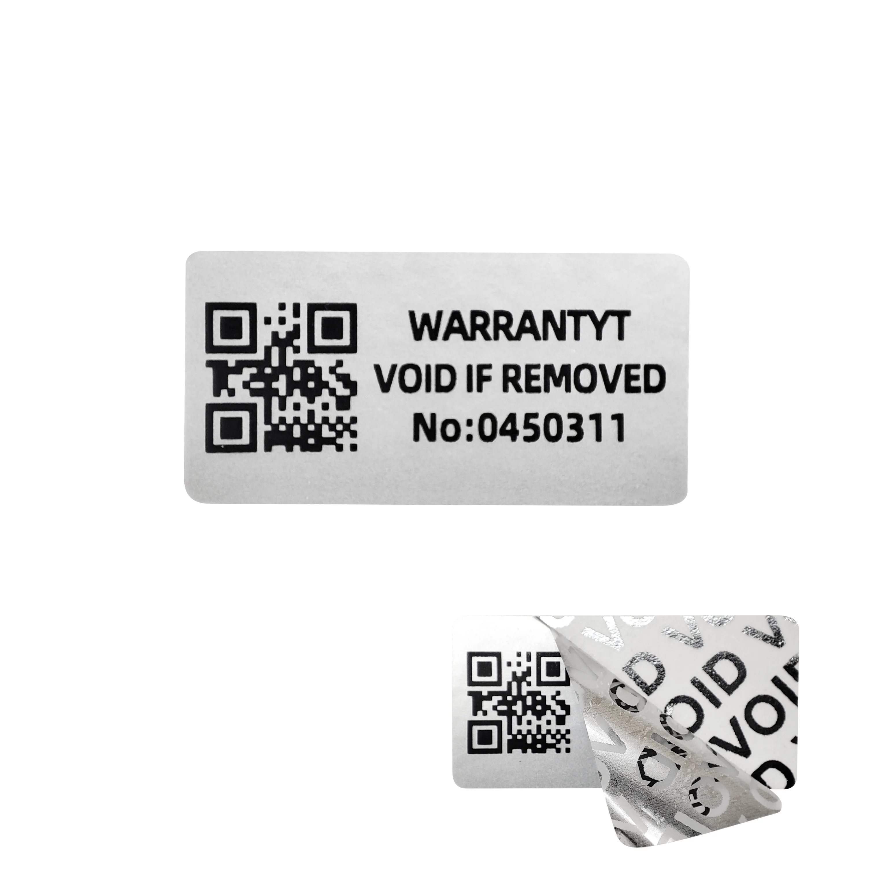 100pcs warranty protection sticker 30X15mm tamper-proof invalid label One-time security seal QR code serial number sticker