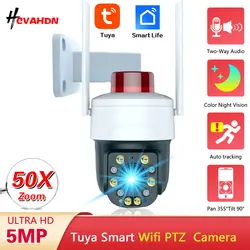 Tuya 5MP 50X Zoom Wifi PTZ IP Camera Auto Tracking Outdoor Smart Life Wireless CCTV Security Surveillance Camera Two Way Audio