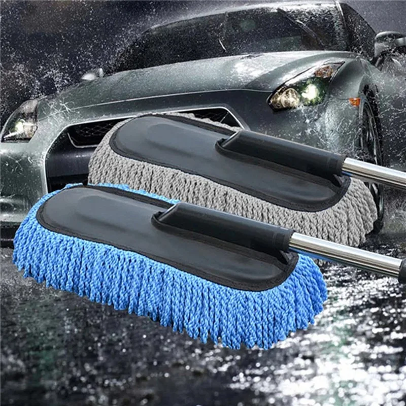 Car Washing Mop Scalable Handle Dust Remover Wax Brush Microfiber Car Cleaning Kit Soft Hair Duster Brushes Wash Tool