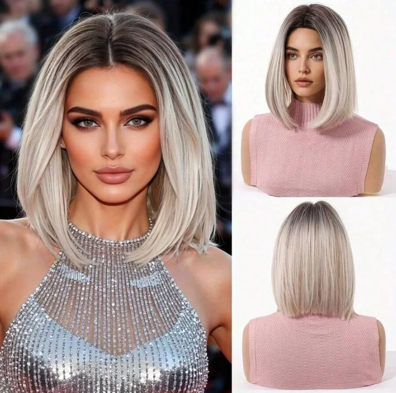 short-straight-bob-synthetic-hairombre-platinum-blonde-highlights-for-women's-daily-party-role-playing-bob-wigs