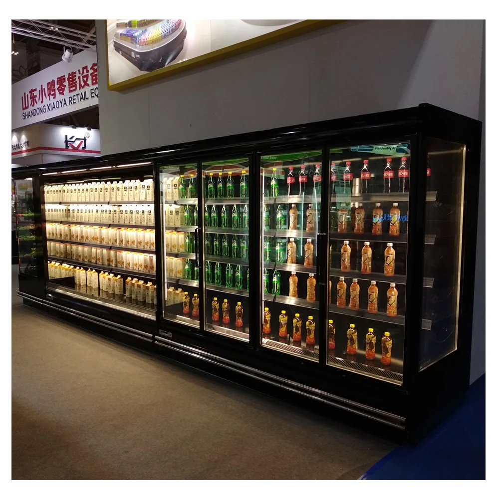 

Commercial Supermarket Air Cooler Beverage Display Showcase Glass Door Digital Temperature Control Adjustable Shelves for Food