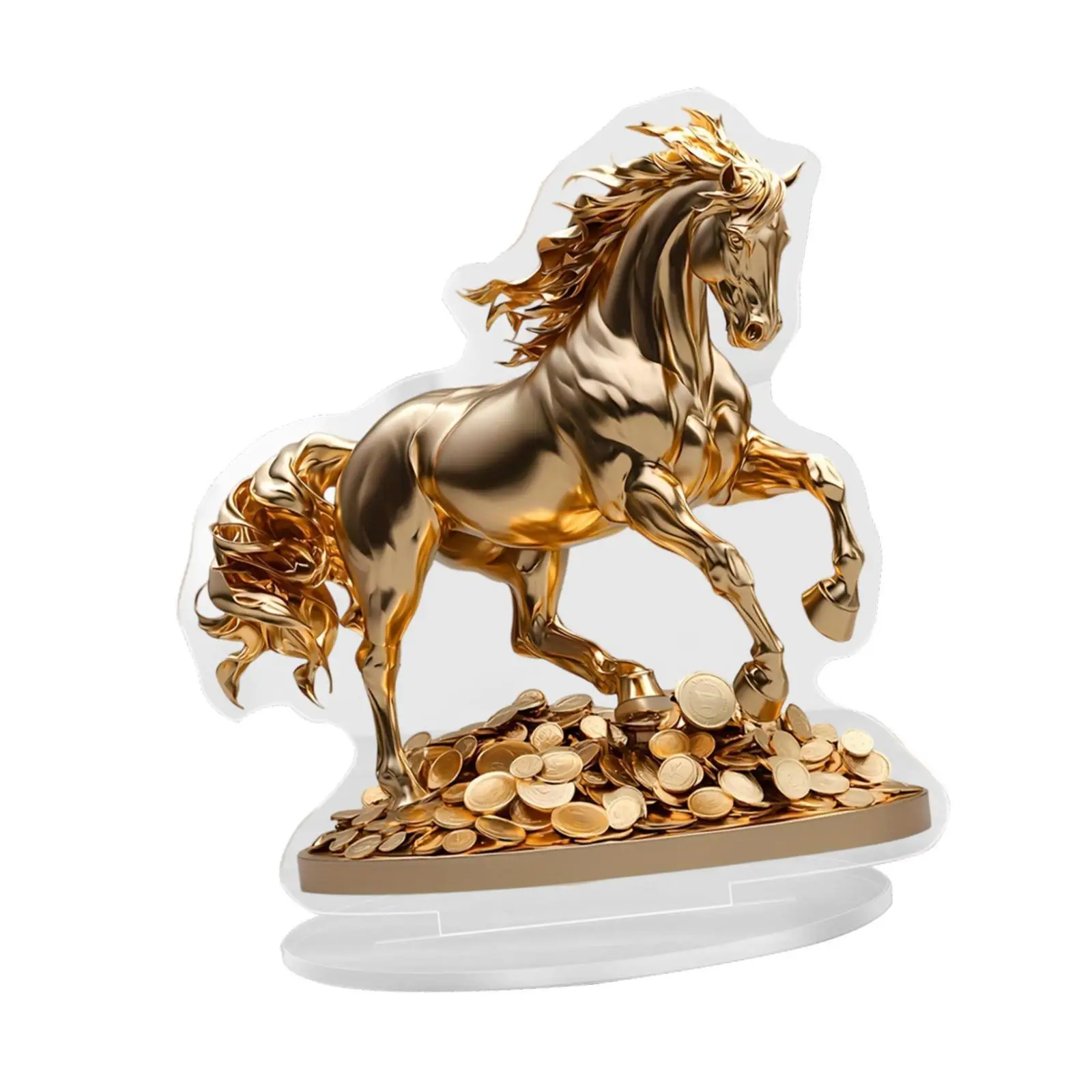 2D Flat Horse Plaque Housewarming Gift Acrylic Desktop Ornament Table Decor for Window Dining Room Fireplace Kitchen Walkway