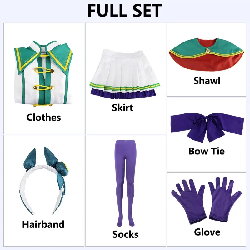 Game Silence Suzuka Cosplay Pretty Derby Cosplay Costume Silence Suzuka Uniform Wig Headdress Halloween Costume for Women Comic