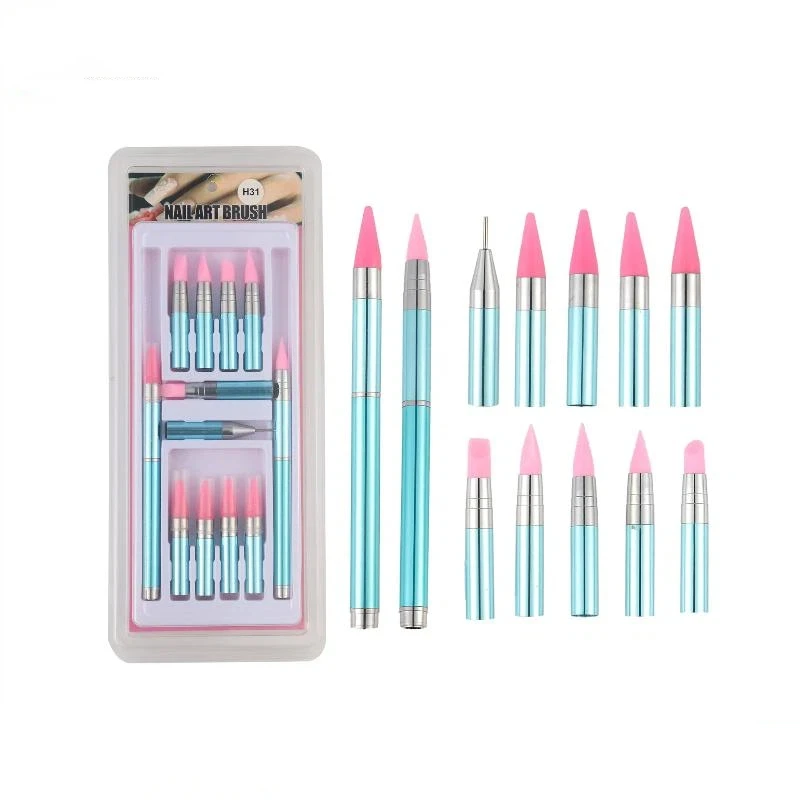 

Набор для нейл-арта: силиконовая ручка для резьбы по ногтям, регулируемая ручка-карандаш для клея, кисть для тиснения, профессиональный инструмент для маникюра