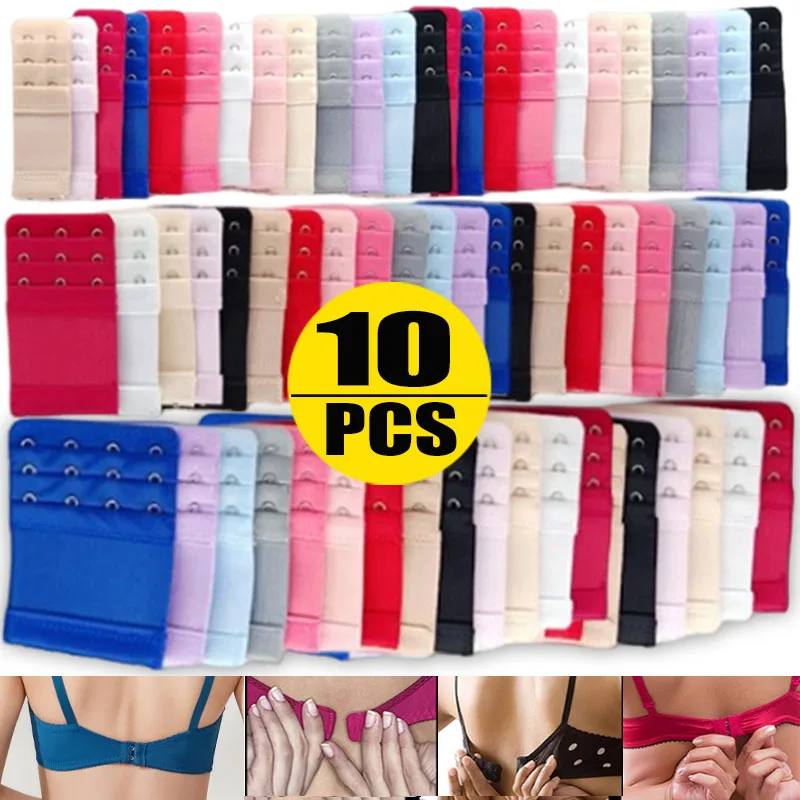 10/1pcs Bra Extenders Straps for Women Adjustable Belt Buckle Nylon Elastic Bra Extension Strap Hooks Clip Underwear Accessories