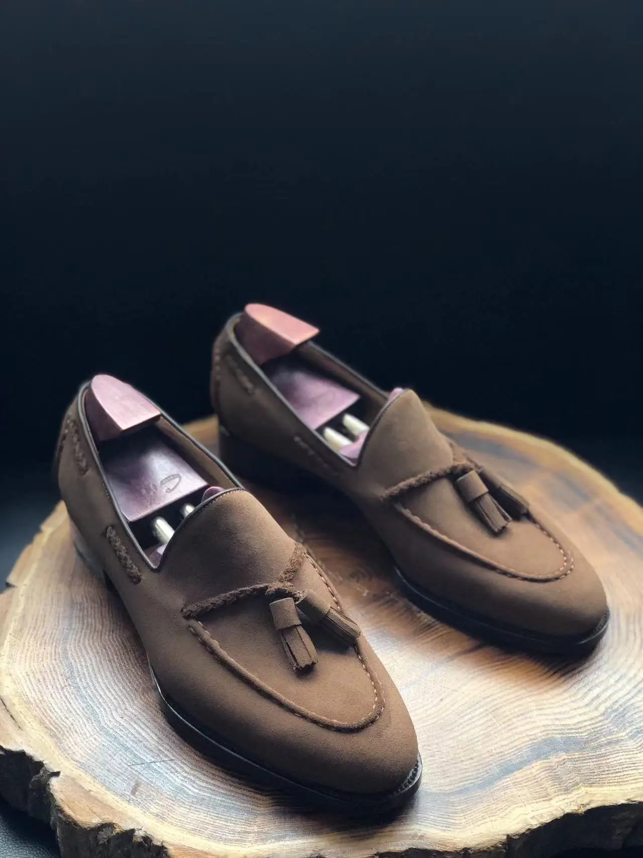 Cie ML19 Fiddle-Back /Beveled Waist Tassels Suede Loafer Men's Leather Footwear Wedding Party Casual Boat Shoe Fashion Male