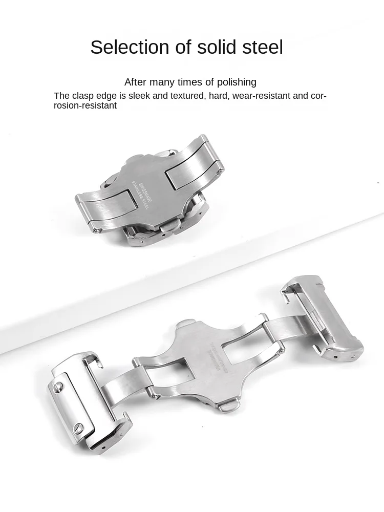 18-21 مللي متر سانتوس سانتوس 100 محول مشبك قابل للطي لكارتييه مشبك مزدوج الضغط على شكل فراشة ثلاثي الجبل