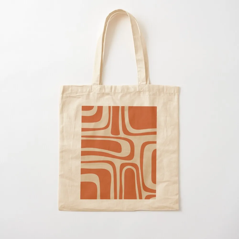 

Palm Springs Retro Midcentury Modern Abstract Pattern in Mid Mod Burnt Orange and Beige Tote Bag Women's handbag Canvas Tote Bag