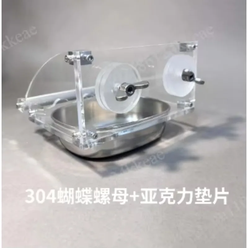 Parrot food box stainless steel acrylic splash-proof bird feeder pet food basin medium monk Xuanfeng