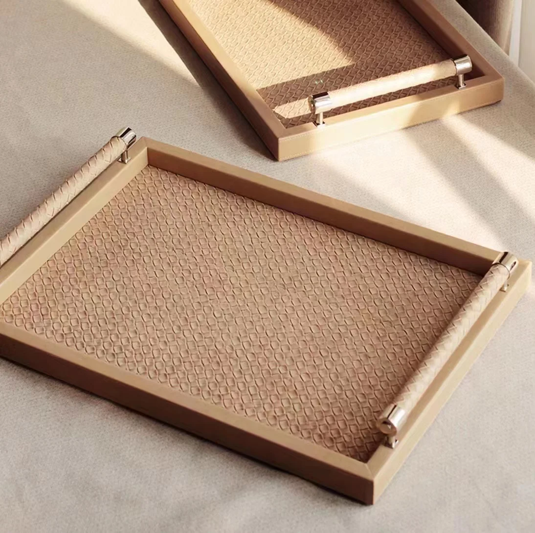 2024 New Wooden Rectangular Tray Hotel Wedding Western Restaurant European Style Home Decorative Walnut Serving Tray