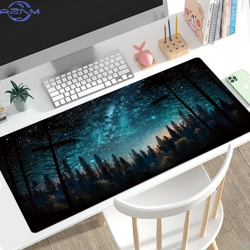 Gaming MousePad Starry Sky Night Landscape Mouse Pad Large Rubber Base Mouse Mat Keyboard Mouse Pad Work Game Office Desk Mat