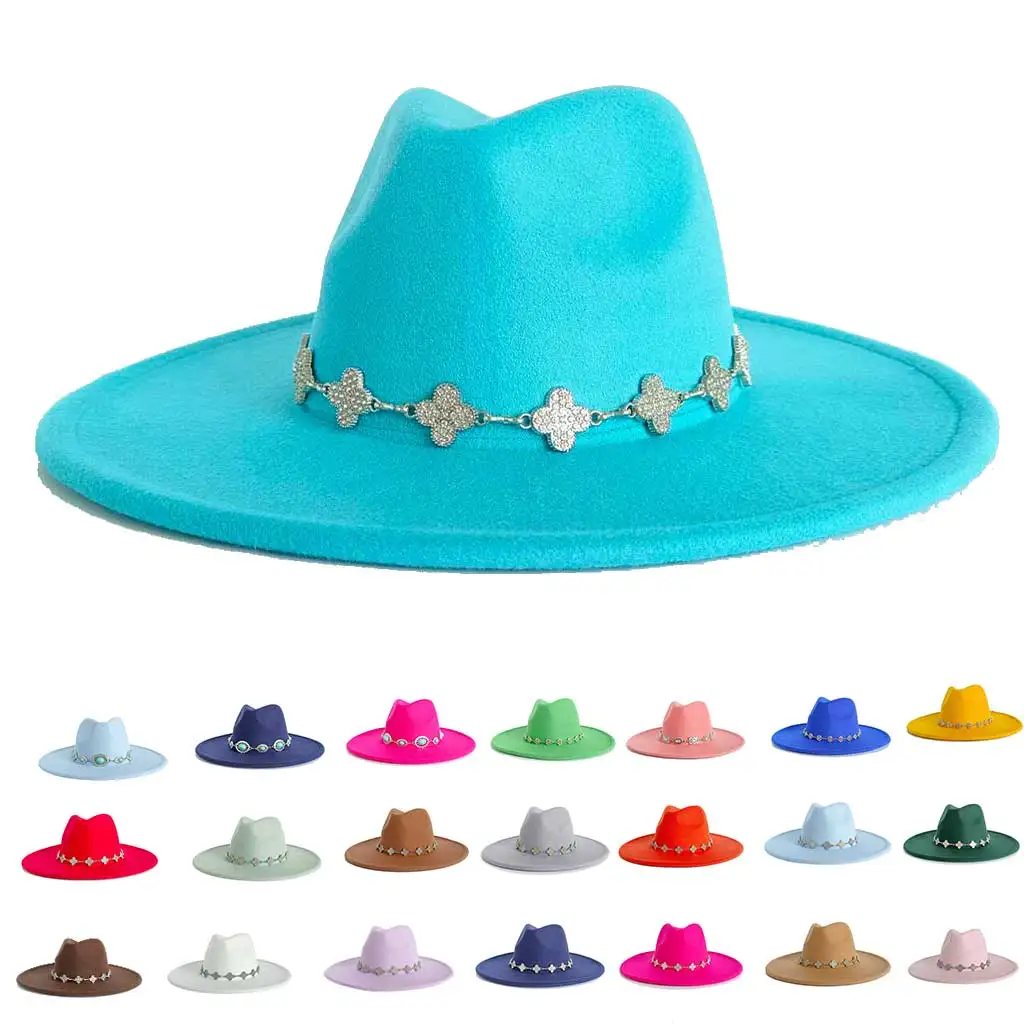 

Голубая шляпа-федора с полями 9,5 см, женская зимняя мужская шляпа, классическая фетровая шляпа, церковная шляпа, шляпа с широкими полями, женская шапка femme