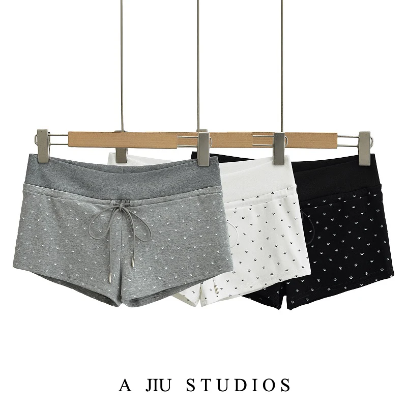 Lage taille Dstring Klauwprint Sportartikelen Loose Fit Sli Hotpants Zomer Casual broek Street Sle Afslankende orts