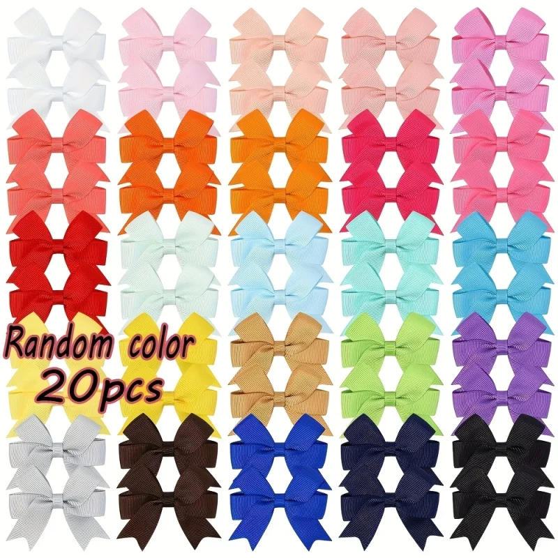 20 Stück süße Mini-Haarnadelschleifen für Mädchen, Band, Schleife, Haarspangen, Baby-Kopfbedeckung, Kinder-Haarschmuck, Geschenke-Set