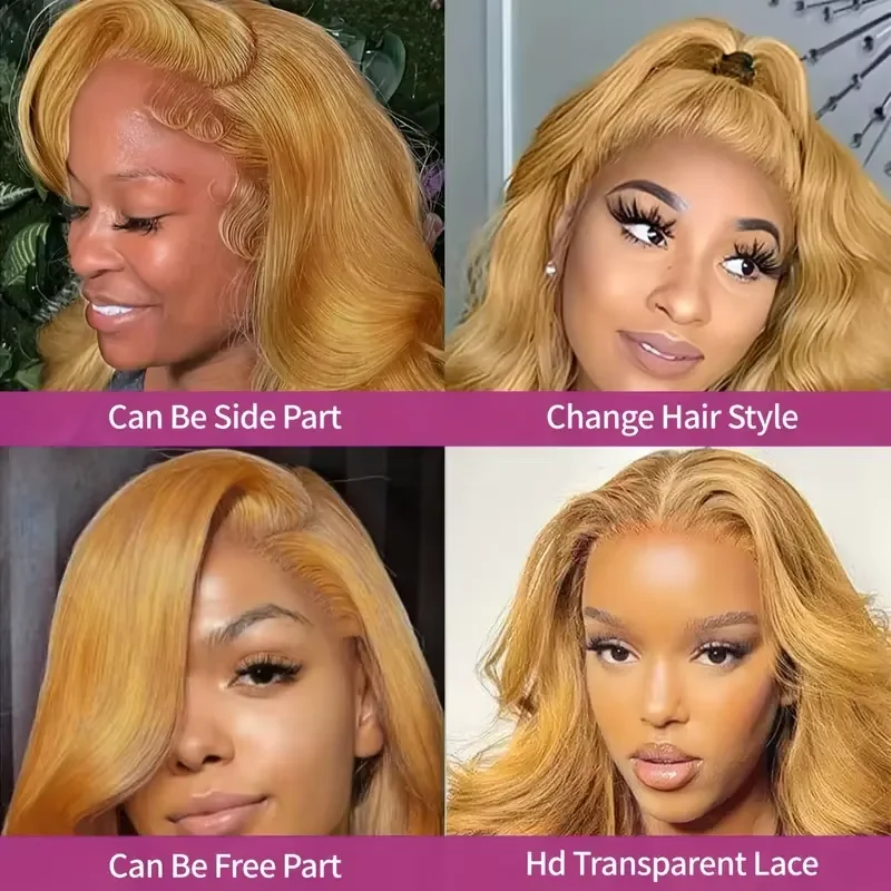 30 بوصة البرازيلي الجسم موجة العسل شقراء 13x6 HD الدانتيل الجبهة خصلات الشعر المستعار الإنسان للنساء # 27 شعر مستعار بدانتيل أمامي بدون صمغ 13 × 4 ملون #5