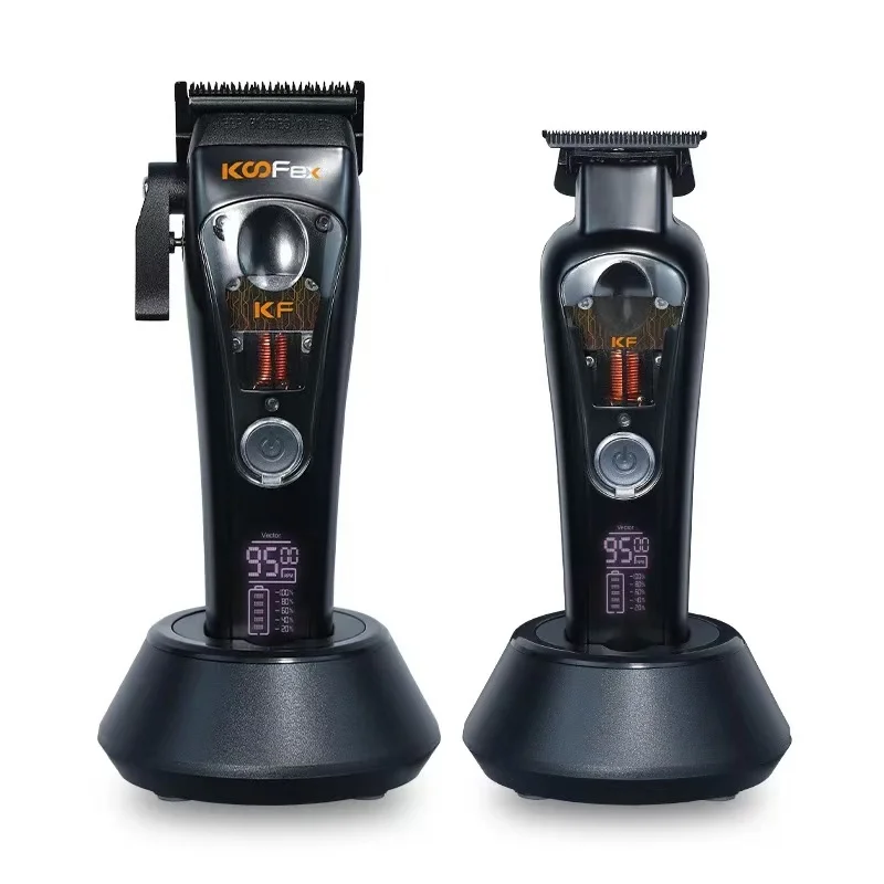 

Set of 2 New electric hair clipper magnetic levitation high speed 9500 high power electric shear charging belt base