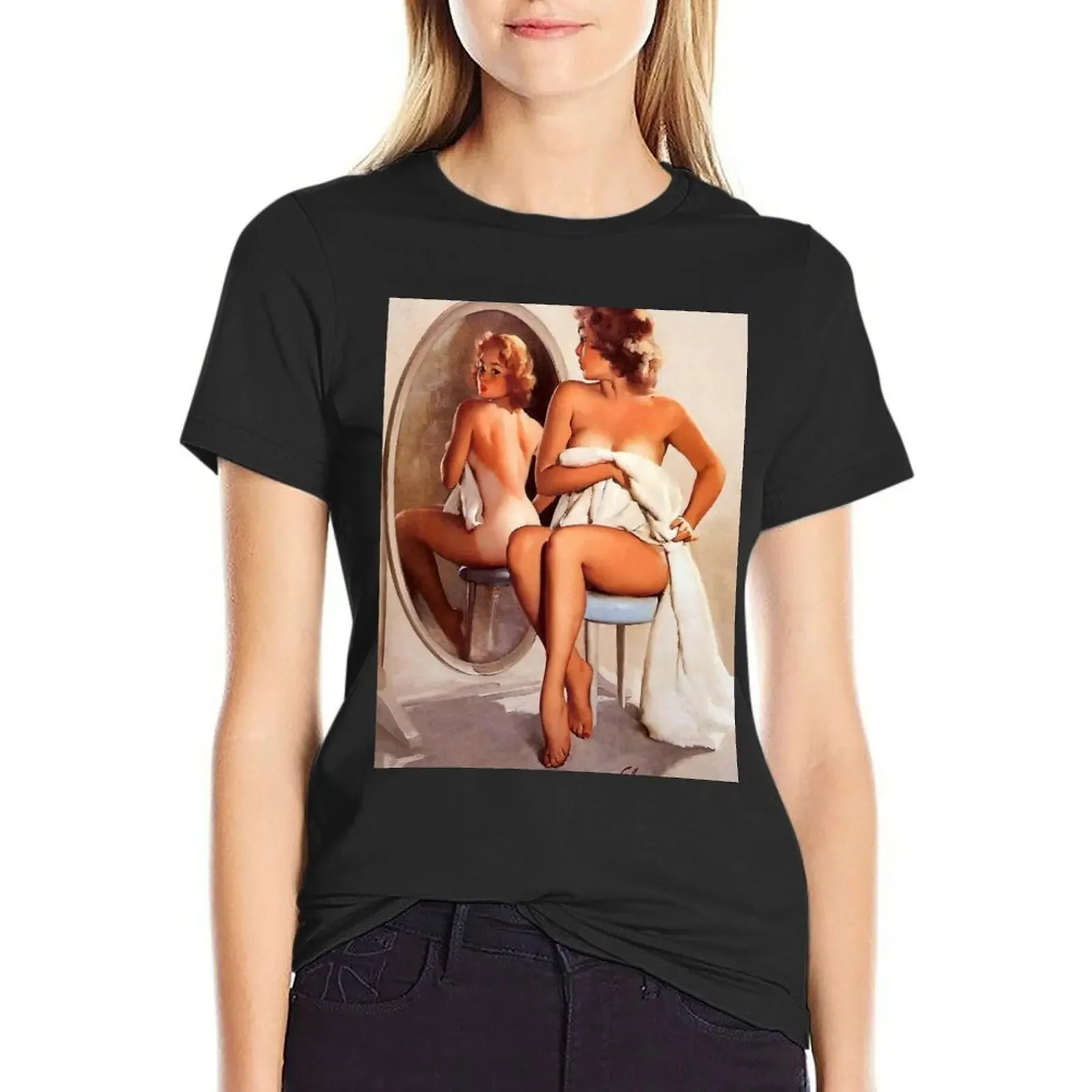 

Vintage Retro Sun Tan Pinup Girl T-Shirt funnys summer tops vintage clothes Woman clothes