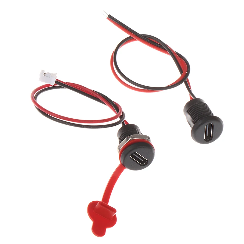 2Pin High Current Charging Socket With PH2.0 Nut Snap Lock Plate Type C Female Connector Jack Waterproof Socket With JST Cable