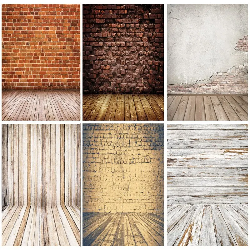 

SHUOZHIKE Art Fabric Vintage Brick Wall Wooden Floor Photography Backdrops Photo Background Studio Prop 21712 YXZQ-08