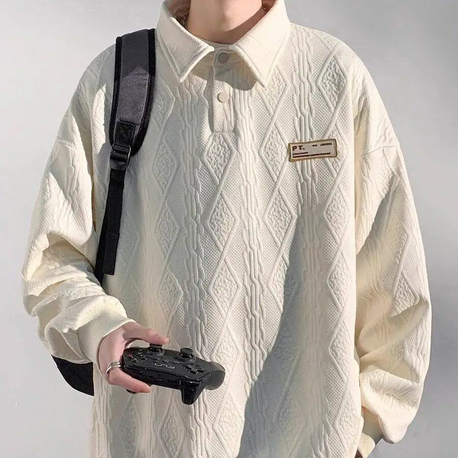 

Long Sleeve Sweatshirt American Style Loose Fit Couple's Heavyweight Spring Autumn Fashionable Collared Men's Clothing