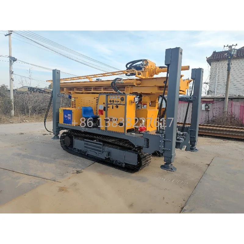 1000m Max Depth Bestselling Tracked Water Well Drilling Rig Equipped with Engine and Pump