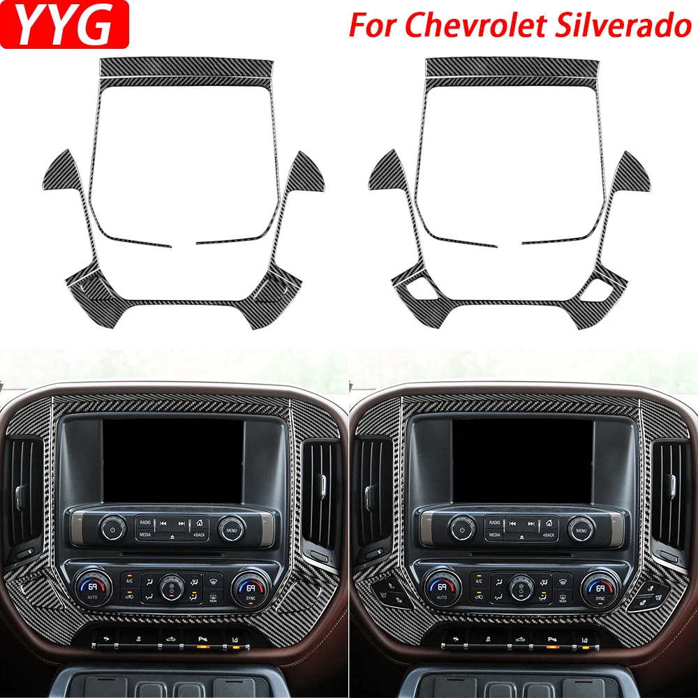 

For Chevrolet Silverado 1500 GMC Sierra 1500 14-18 Carbon Fiber Central Control Multimedia Navigation Panel Car Interior Sticker